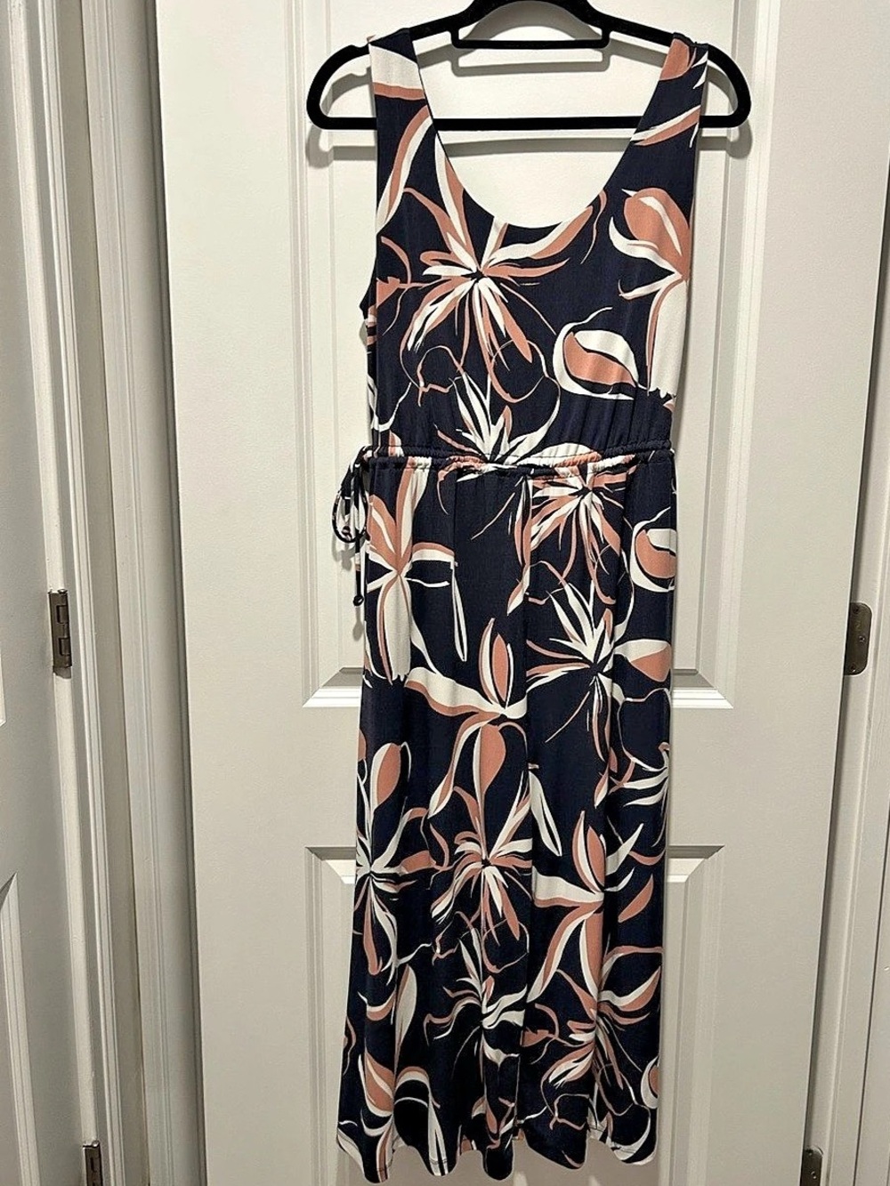 Nicole Miller New York Floral Wide Leg Jumpsuit Navy Blush Size L
